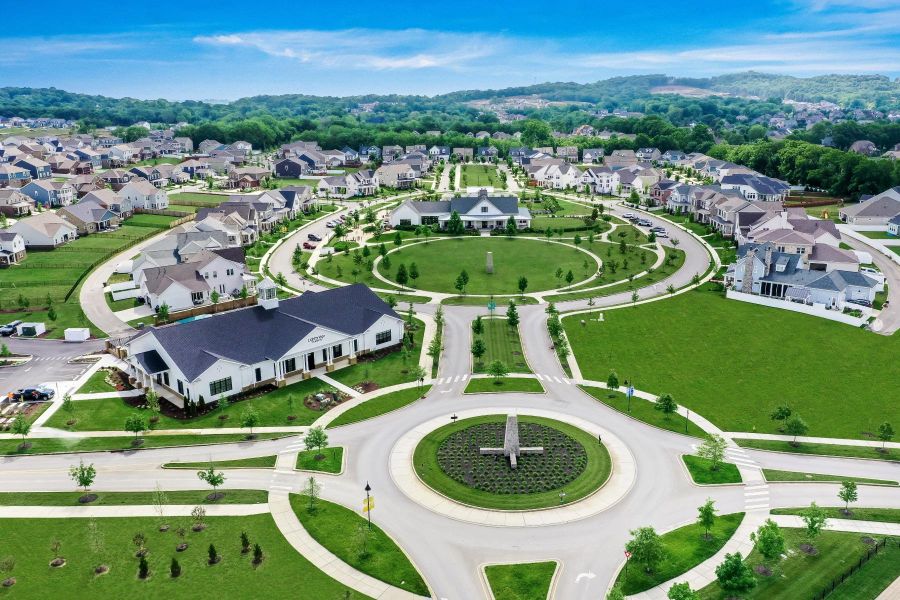 Aerial view of the master-planned community Durham Farms in Hendersonville, TN, highlighting its neighborhoods and green spaces (Image 39).