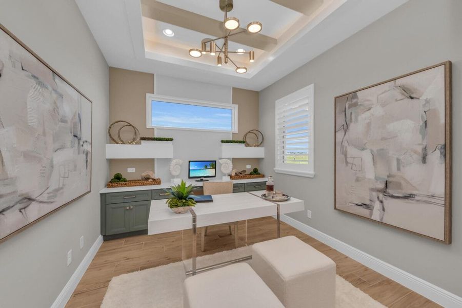 Furnished interior in a model home at Reflection Villas at Watercolor Place in Bradenton (Image 127).