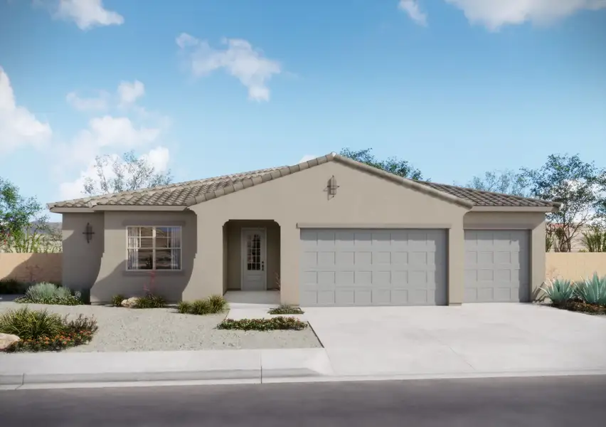 Front exterior of a home in the Stone House community, located in Tucson, AZ (Image 5).