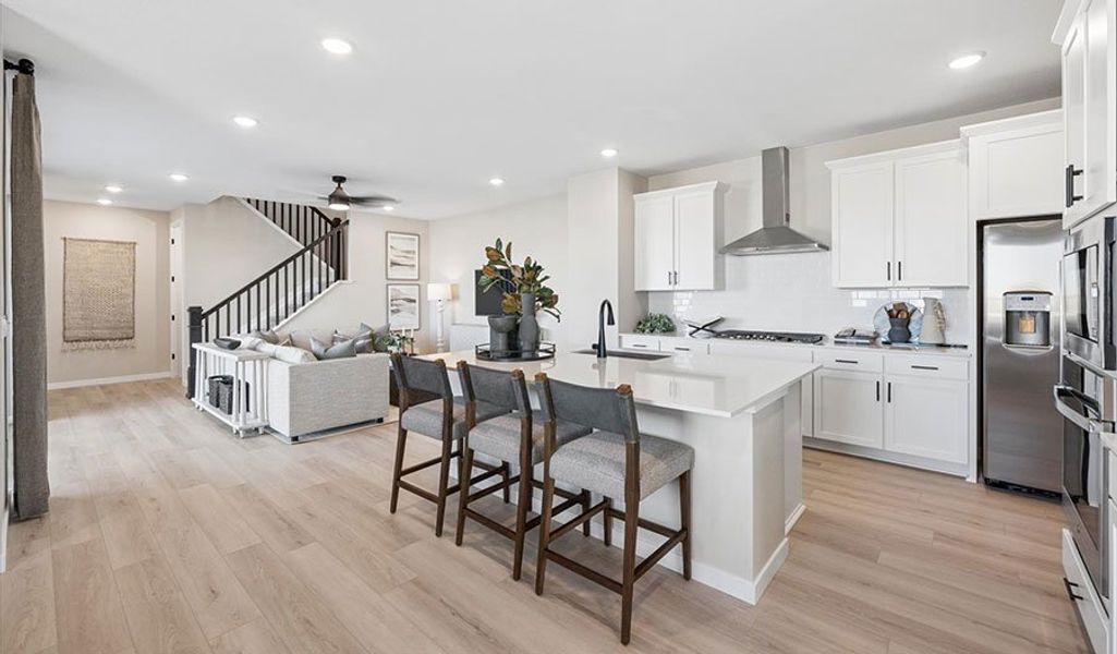 Furnished interior in a model home at The Duos at Looking Glass in Parker (Image 39).