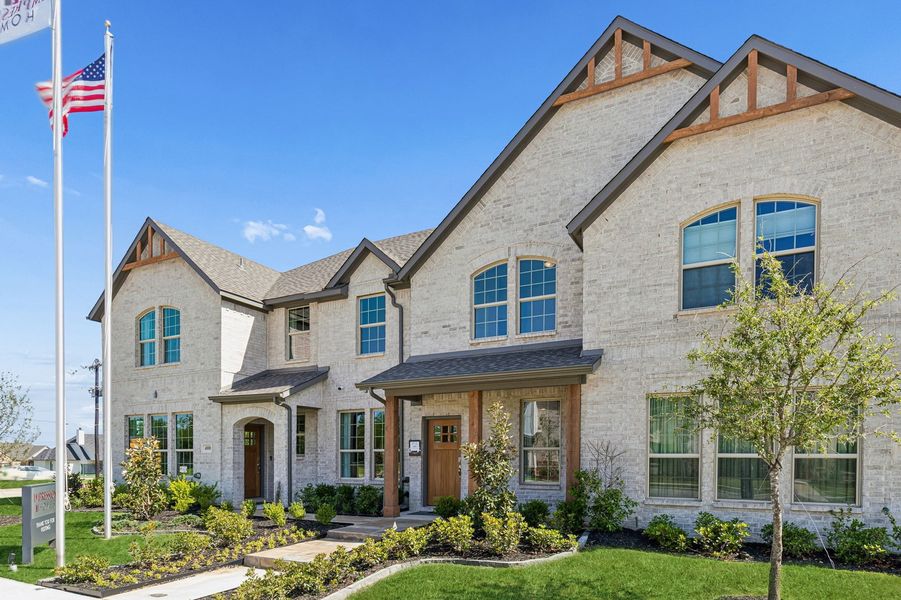 Front exterior of a home in the Sanger Circle – Townhomes community, located in Sanger, TX (Image 2). Front exterior of a home in the Sanger Circle – Townhomes community, located in Sanger, TX (Image 2).