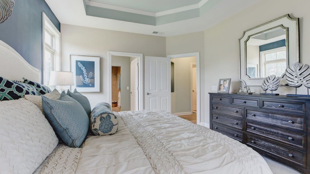 Furnished interior in a model home at Villas on 5th in Mebane (Image 6).