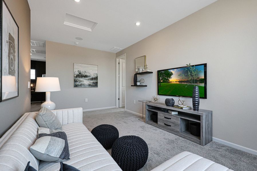 A living room with a tv and couches. A living room with a tv and couches.