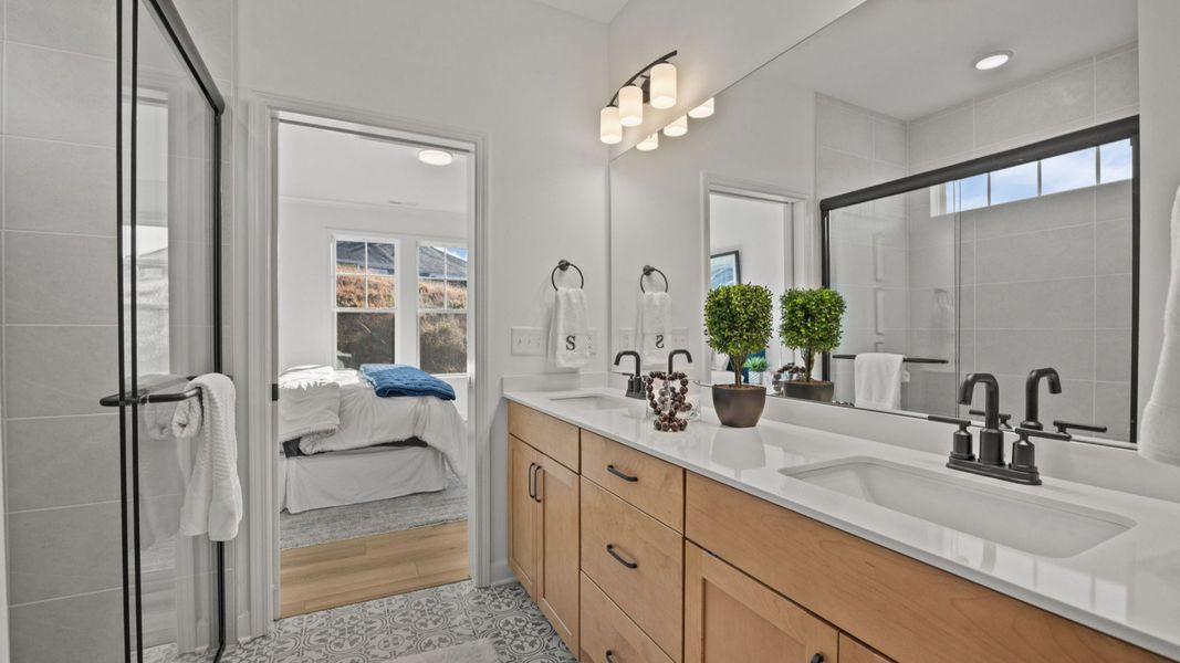 Furnished interior in a model home at Village at Maple Leaf Farm in King (Image 6).