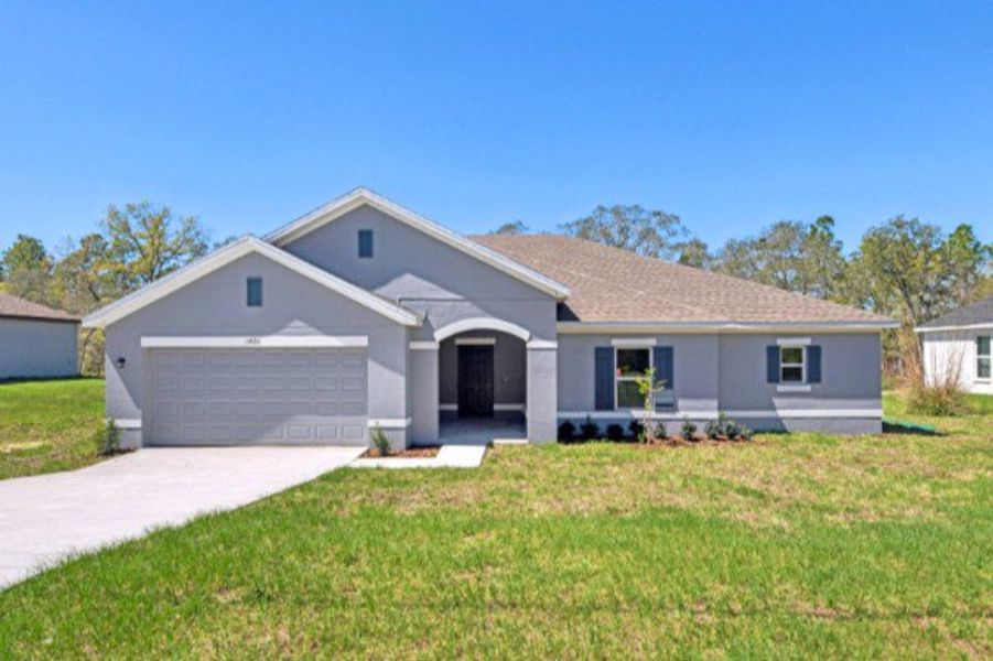 A house with a garage.