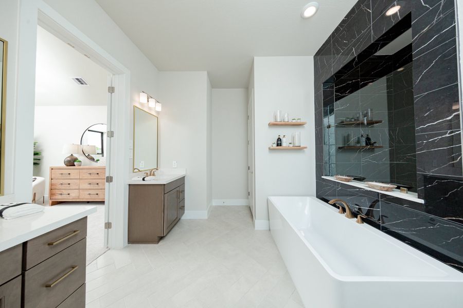 Furnished interior in a model home at Amira in Tomball (Image 8).