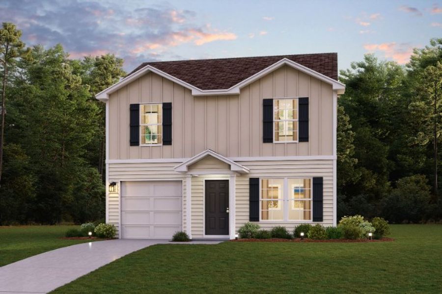 A house with a lawn and trees.