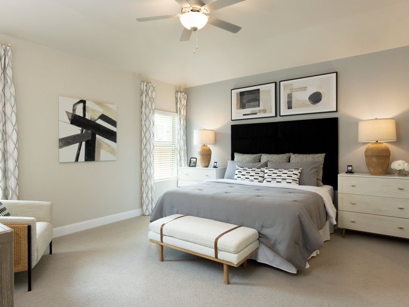 The Bexar primary bedroom featured at Anna Ranch.