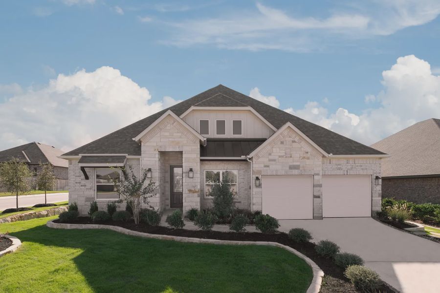 Front exterior of a home in the Sunday Creek at Kinder Ranch community, located in San Antonio, TX (Image 5).