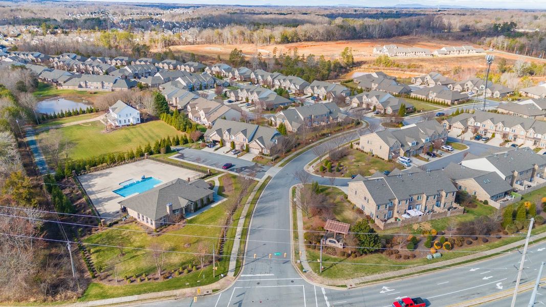 Aerial view of the Trellises community in High Point, NC, showing layout and nearby surroundings (Image 12). Aerial view of the Trellises community in High Point, NC, showing layout and nearby surroundings (Image 12).