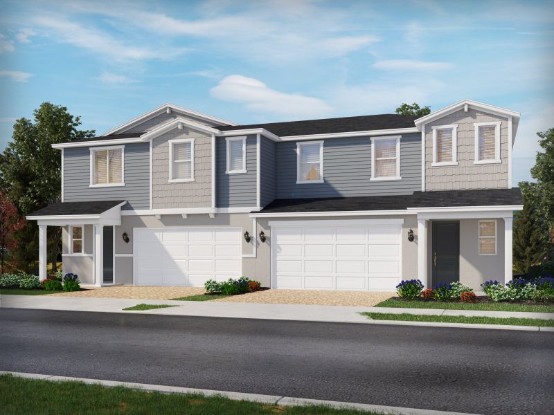 Front exterior of a home in the Cyrene at Minneola - Villas community, located in Montverde, FL (Image 3). Front exterior of a home in the Cyrene at Minneola - Villas community, located in Montverde, FL (Image 3).