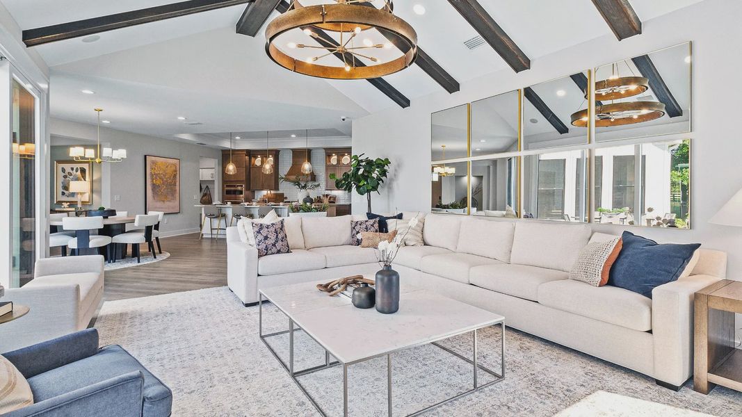 Furnished interior in a model home at The Courtyards on the Greenway in Matthews (Image 3).