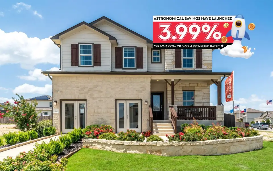 Front exterior of a home in the Hunter's Ranch community, located in San Antonio, TX (Image 2).