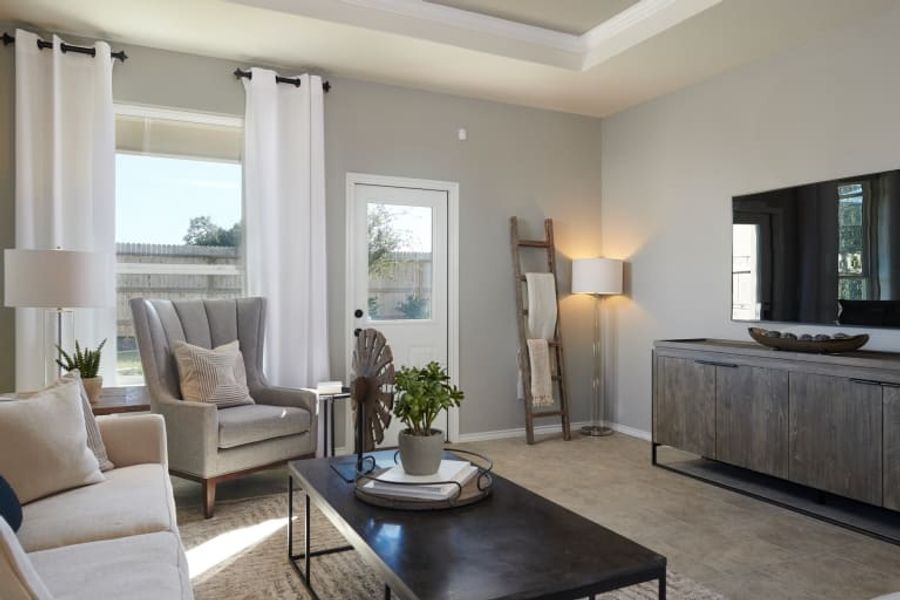 Furnished interior in a model home at Elley Crossing in New Braunfels (Image 11).