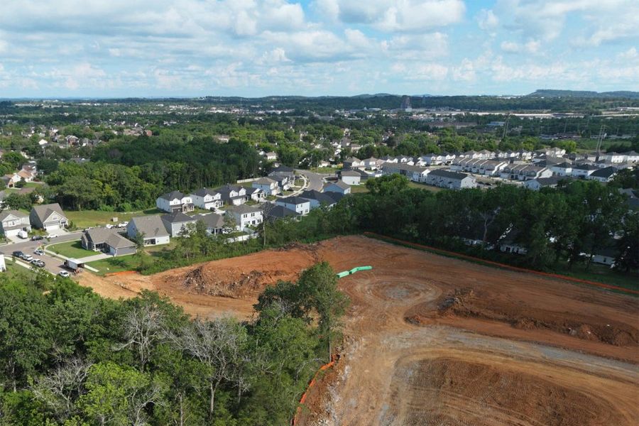 A landscape with houses and trees. A landscape with houses and trees.