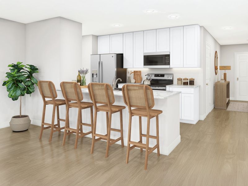 Furnished interior in a model home at Cypress Cove in Cantonment (Image 3).