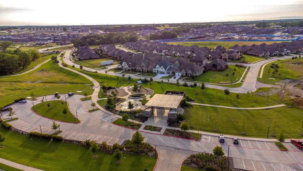 Aerial view of the Trinity Falls community in McKinney, TX, showing layout and nearby surroundings (Image 13).