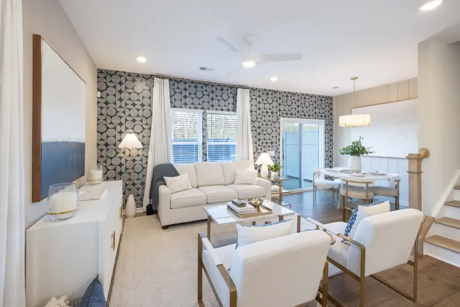 Furnished interior in a model home at Somerset Heights Townhomes in Winston-Salem (Image 3). Furnished interior in a model home at Somerset Heights Townhomes in Winston-Salem (Image 3).