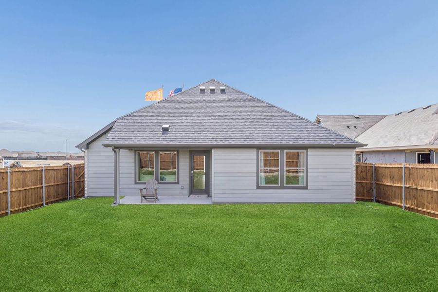 Covered Patio in a Terra Vella Hayden Model Home in Fort Worth TX by Trophy Signature Homes