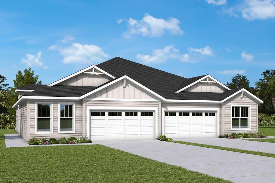 Front exterior of a home in the Westerly Park at Wildlight – Villa Collection community, located in Yulee, FL (Image 4). Front exterior of a home in the Westerly Park at Wildlight – Villa Collection community, located in Yulee, FL (Image 4).