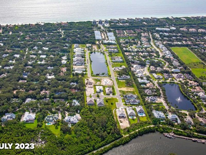 Aerial view of the The Strand community in Vero Beach, FL, showing layout and nearby surroundings (Image 14).