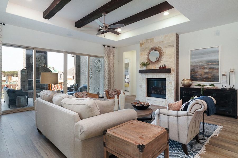 Furnished interior in a model home at Kinder Gale 65’s at Kinder Ranch in San Antonio (Image 15). Furnished interior in a model home at Kinder Gale 65’s at Kinder Ranch in San Antonio (Image 15).