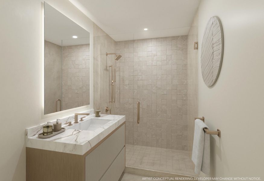 Furnished interior in a model home at 7200 Collins in Miami Beach (Image 5).