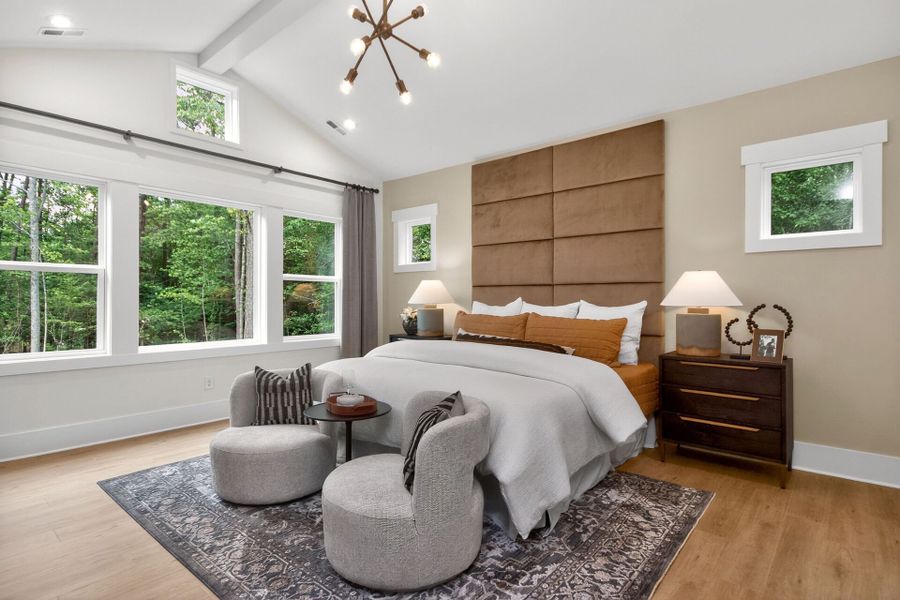 Furnished interior in a model home at Flatiron Forest in Pittsboro (Image 12).