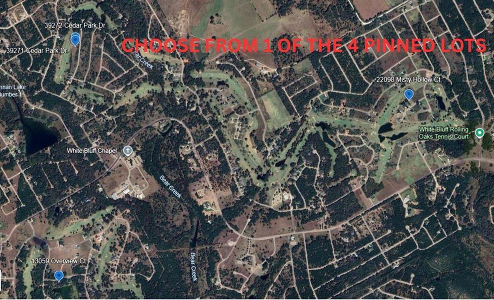 CHOOSE FROM 1 OF THE 4 PINNED LOTS