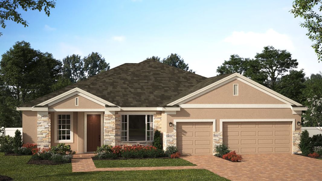 Elevation 2 with Optional Stone | Brentwood | New Homes in Florida | Landsea Homes