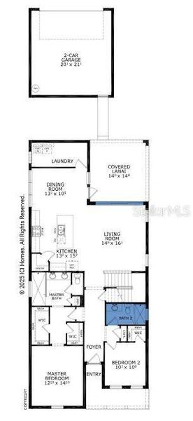 2D floor plan layout of this home in Laureate Park, Orlando, FL (Image 5).