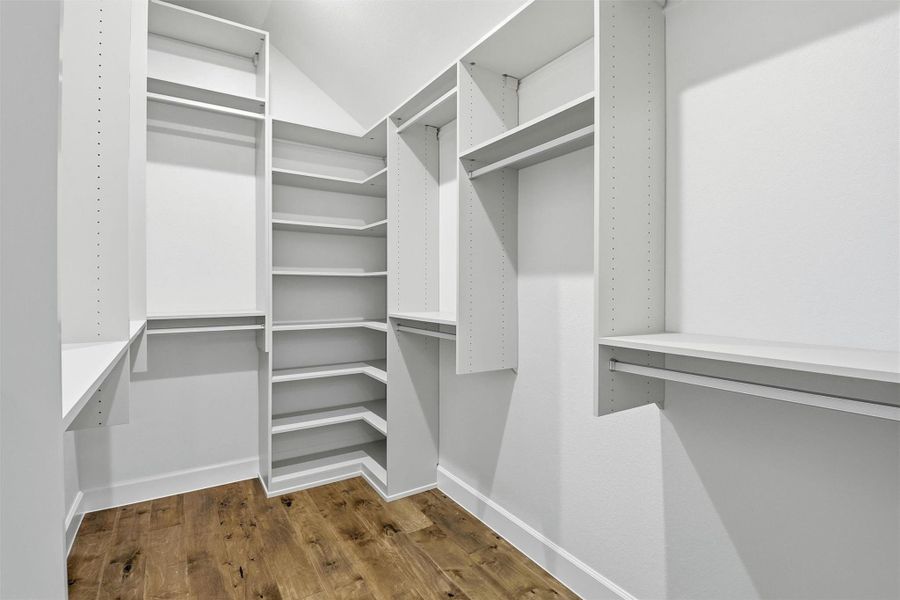 California closet in the primary bedroom. California closet systems in secondary and hallway closets as well.