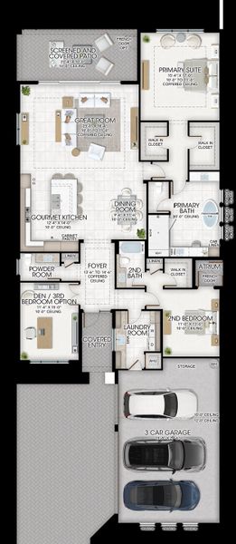 2D floor plan layout for the Vienna Grande by GL Homes in Valencia Del Mar (55+), Boynton Beach, FL (Image 5).