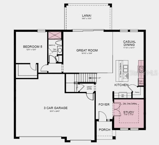 2D floor plan layout of this home in Ardisia Park, New Smyrna Beach, FL (Image 4).