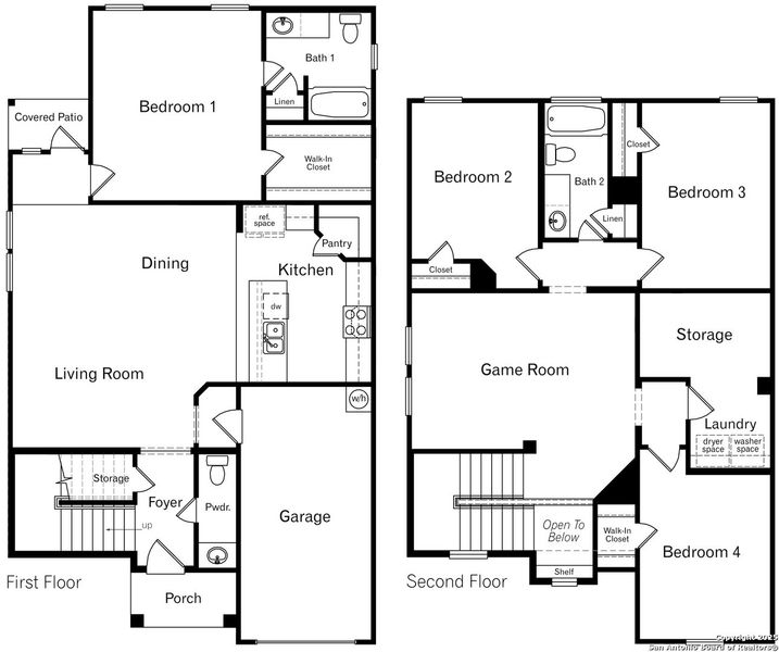 2D floor plan layout of this home in Riverstone at Westpointe, San Antonio, TX (Image 2).