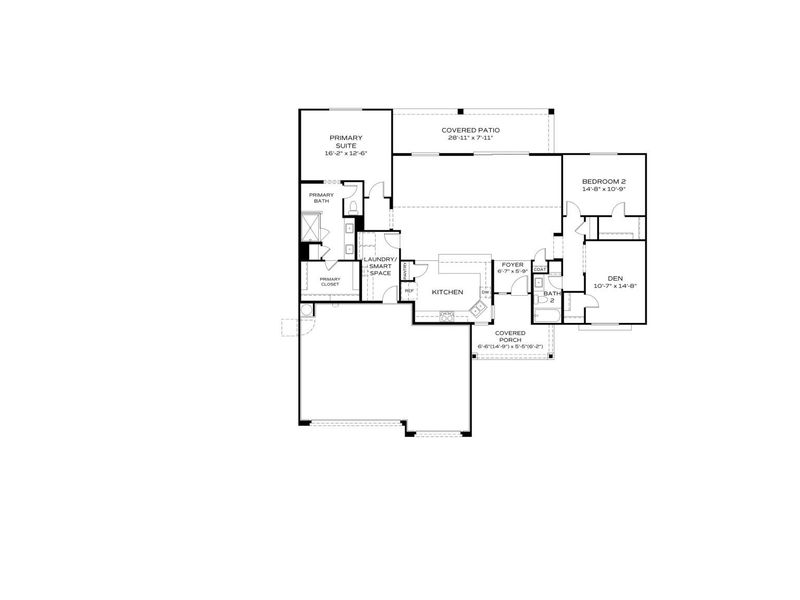 2D floor plan layout for the The Daybreak by Davidson Homes LLC in Westwood, Prescott, AZ (Image 3).