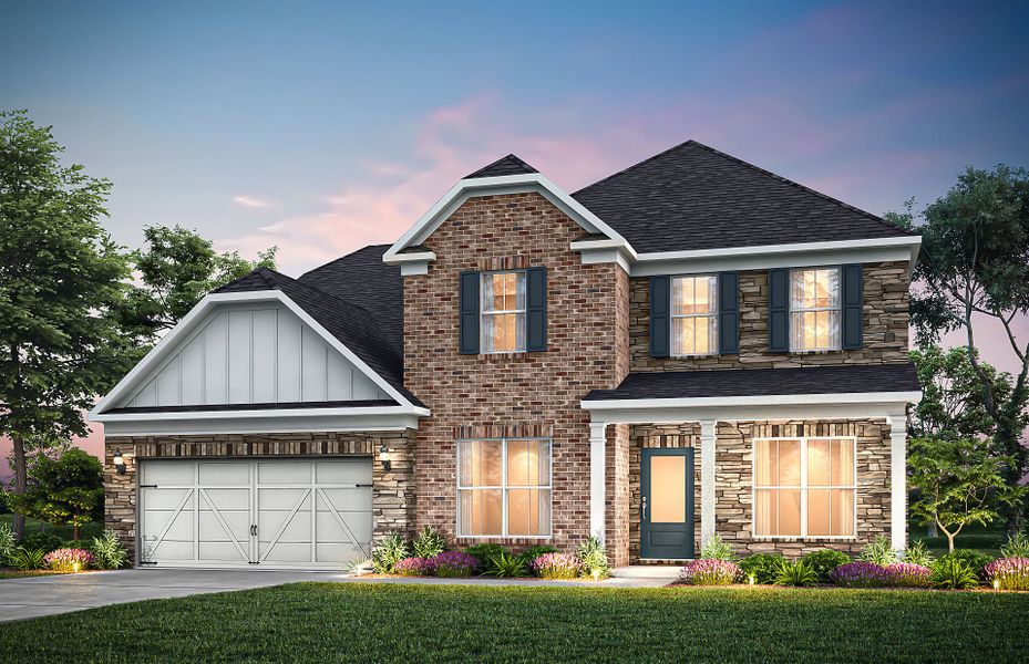 Representative exterior photo of a completed home built from the Riverton by Pulte Homes in Riversprings, Dacula, GA (Image 25).