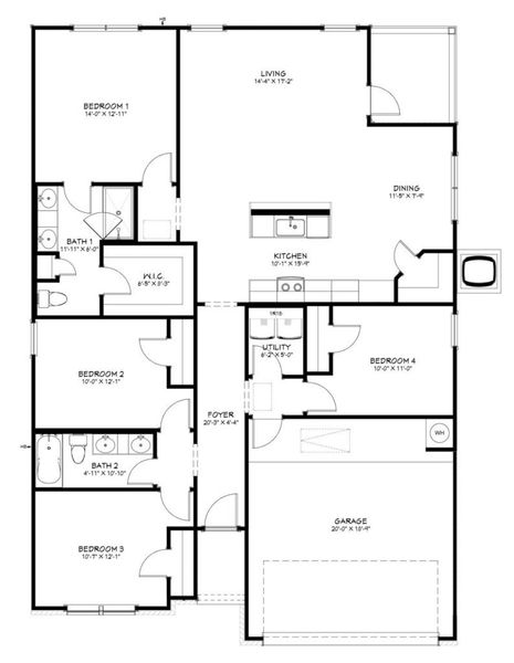 2D floor plan layout for the Medina by Flintrock Builder in The Preserve At Thousand Oaks Single Family, Killeen, TX (Image 3).