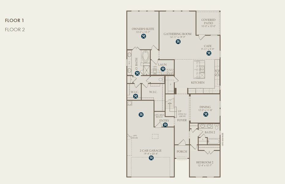 2D floor plan layout for the Farwell by Pulte Homes in Davis Ranch, San Antonio, TX (Image 3).
