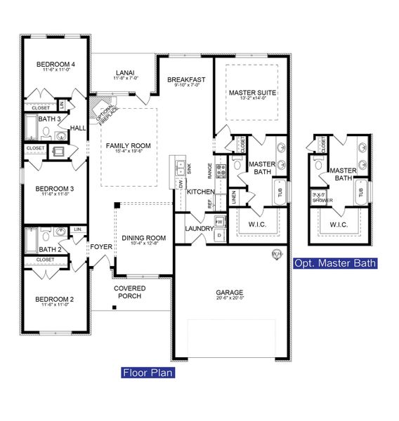2D floor plan layout for the 2005 by Adams Homes in Parkland Place, Pace, FL (Image 3).