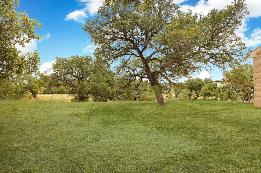 Backyard in Ashlyn home at Belle Oaks, Bulverde TX