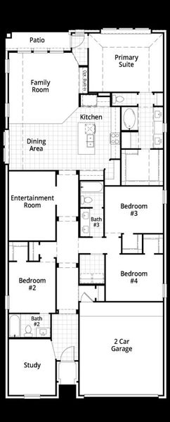 2D floor plan layout for the Escalade by Highland Homes in Davis Ranch, San Antonio, TX (Image 6). 2D floor plan layout for the Escalade by Highland Homes in Davis Ranch, San Antonio, TX (Image 6).