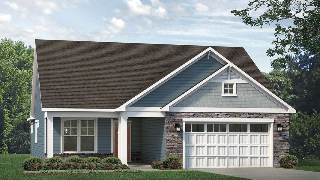 Representative exterior photo of a completed home built from the Torino Craftsman by Epcon Communities in The Cottages at 78 North, Sanford, NC (Image 1). Representative exterior photo of a completed home built from the Torino Craftsman by Epcon Communities in The Cottages at 78 North, Sanford, NC (Image 1).