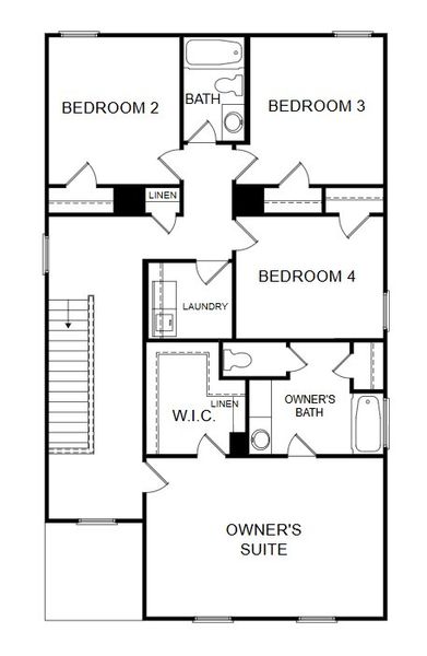 2D floor plan layout for the Greenbrier by Piedmont Residential in Castleberry Pointe, Dawsonville, GA (Image 3).