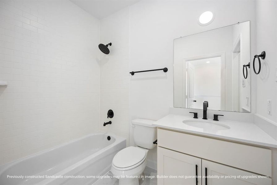 Upgrade to a full bathroom in the garage apartment and choose your own finishes from the builder's selection for a personalized touch. Note: previously construction from Sandcastle Homes; some upgrades may be featured in image. Builder does not guarantee availability or pricing of upgrades shown.