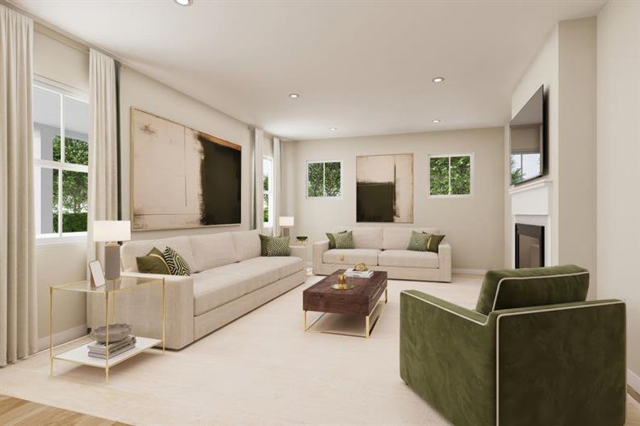 Representative furnished interior of a home built from the Corbin by Ryan Homes in Laurel Preserve, Kingsland (Image 3). Representative furnished interior of a home built from the Corbin by Ryan Homes in Laurel Preserve, Kingsland (Image 3).