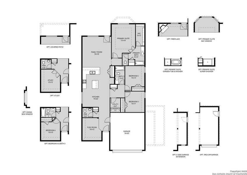 2D floor plan layout of this home in Hunters Ranch, San Antonio, TX (Image 3).