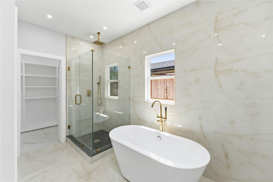 Primary bathroom with seperate stand up shower
