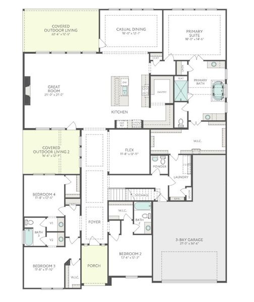 2D floor plan layout for the Lisbon by Tri Pointe Homes in Cross Creek Ranch 70′, Fulshear, TX (Image 5). 2D floor plan layout for the Lisbon by Tri Pointe Homes in Cross Creek Ranch 70′, Fulshear, TX (Image 5).