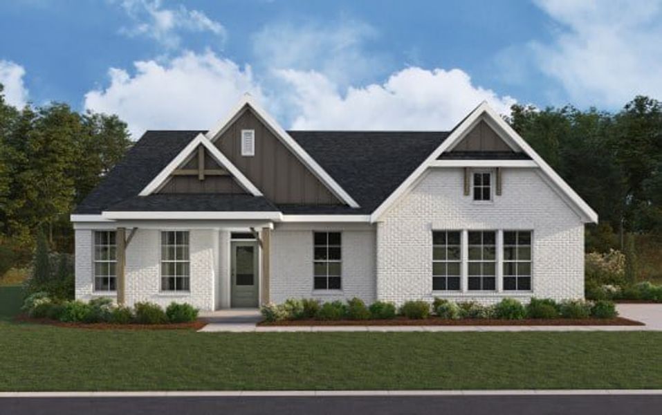 Representative exterior photo of a completed home built from the Emmett by Fischer Homes in Stonehaven, Hoschton, GA (Image 9).